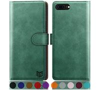 SUANPOT Cover per iPhone 7 Plus/8 Plus 5,5 pollici Blocco RFID Portafoglio Slot CarteSupporto Cellulare Magnetica custodia Pelle Sintetica Cover per apple 7 Plus/8 Plus (Verde Chiaro)