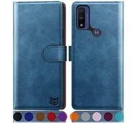 SUANPOT Custodia a portafoglio con blocco RFID per Motorola Moto G Pure 2021, azzurro