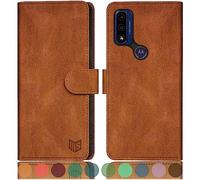 SUANPOT Custodia a portafoglio con blocco RFID per Motorola Moto G Pure 2021/Play 2023, caffè leggero