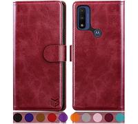 SUANPOT Custodia a portafoglio con blocco RFID per Motorola Moto G Pure 2021/Power 2022 5G, rosso