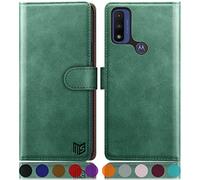 SUANPOT Custodia a portafoglio con blocco RFID per Motorola Moto G Pure 2021, verde mare