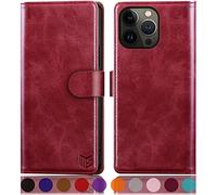 SUANPOT Custodia a portafoglio per iPhone 14 Pro Max (rosso)