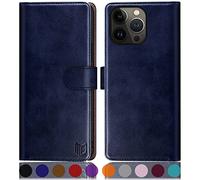 SUANPOT Custodia a portafoglio per iPhone 14 Pro PU (blu)