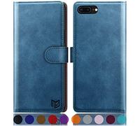SUANPOT Custodia a portafoglio per iPhone 7 Plus/8 Plus, colore: azzurro