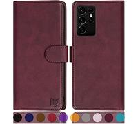 SUANPOT - Custodia a portafoglio per Samsung Galaxy S21 Ultra da 6,9 pollici, colore: Rosso