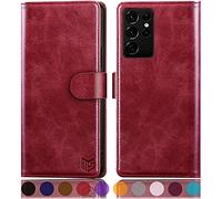 SUANPOT - Custodia a portafoglio per Samsung Galaxy S21 Ultra da 6,9 pollici, colore: Rosso