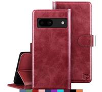 SUANPOT Custodia per Google Pixel 8A Cover Portafoglio [Blocco RFID] [Shell TPU] in Pelle Sintetica Tasca Carte Antiurto Protettiva di Con Slot per Schede di per Pixel 8A case Rosso