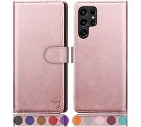 SUANPOT Custodia per Samsung S22 Ultra Cover Portafoglio [Blocco RFID] [Shell TPU] in Pelle Sintetica Tasca Carte Antiurto Protettiva di Con Slot per Schede di per S22Ultra case Oro Rosa