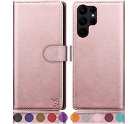 SUANPOT Custodia per Samsung S23 Ultra 5G Cover Portafoglio [Blocco RFID] [Shell TPU] in Pelle Sintetica Tasca Carte Antiurto Protettiva di Con Slot per Schede di Compatibile S23Ultra case Oro Rosa