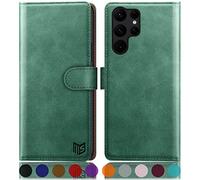 SUANPOT Custodia per Samsung S23 Ultra Cover Portafoglio [Blocco RFID] [Shell TPU] in Pelle Sintetica Tasca Carte Antiurto Protettiva di Con Slot per Schede di per S23Ultra case Verde Chiaro