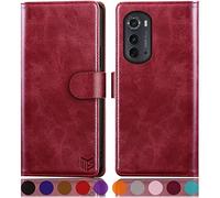 SUANPOT for PU Motorola Edge 2022 5G Custodia a borsellino Rosso