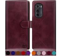 SUANPOT for PU Motorola Edge 2022 5G Custodia a borsellino Vino Rosso
