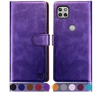 SUANPOT per Motorola One 5G Ace 2021 con blocco RFID, custodia a portafoglio in pelle per carte di credito, custodia a libro antiurto per donne e uomini, custodia a portafoglio (viola)