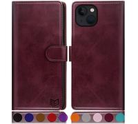 SUANPOT per PU iPhone 14 Max Custodia a portafoglio (rosso vino)