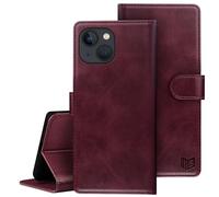 SUANPOT progettazione per iPhone 15 6.1" Blocco RFID Portafoglio Slot CarteSupporto Cellulare Magnetica custodia Pelle Sintetica Cover per apple 15 Phone case Rosso vino