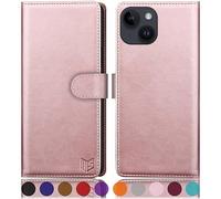 SUANPOT progettazione per iPhone 15 6.1" Blocco RFID Portafoglio Slot CarteSupporto Cellulare Magnetica custodia Pelle Sintetica Cover per apple 15 6.1" Oro Rosa