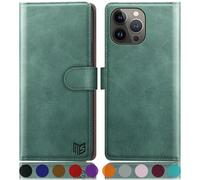 SUANPOT progettazione per iPhone 15 Pro Max 6.7" Blocco RFID Portafoglio Slot CarteSupporto Cellulare Magnetica custodia Pelle Sintetica Cover per apple 15ProMax Verde Chiaro