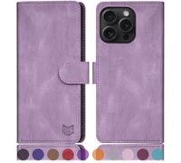 SUANPOT progettazione per iPhone 16 Pro Max 6.9" Blocco RFID Portafoglio Slot CarteSupporto Cellulare Magnetica custodia Pelle Sintetica Cover per Apple 16 Pro Max Viola Lilla