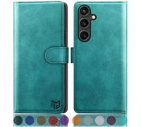 SUANPOT progettazione per Samsung Galaxy S25 Plus Sintetica Cover Blocco RFID Portafoglio Slot CarteSupporto Cellulare Magnetica custodia Pelle per Samsung S25 Plus Blu verde