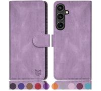 SUANPOT progettazione per Samsung Galaxy S25 Plus Sintetica Cover Blocco RFID Portafoglio Slot CarteSupporto Cellulare Magnetica custodia Pelle per Samsung S25 Plus Viola Lilla