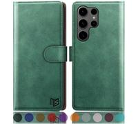 SUANPOT progettazione per Samsung Galaxy S25 Ultra Sintetica Cover Blocco RFID Portafoglio Slot CarteSupporto Cellulare Magnetica custodia Pelle per Samsung S25 Ultra Verde Chiaro