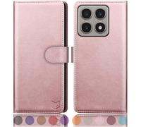SUANPOT progettazione per Xiaomi Mi 14T Blocco RFID Portafoglio Slot CarteSupporto Cellulare Magnetica custodia Pelle Sintetica Cover per Mi 14T Oro Rosa