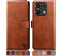 SUANPOT progettazione per Xiaomi Redmi Note 13 4G Blocco RFID Portafoglio Slot CarteSupporto Cellulare Magnetica custodia Pelle Sintetica Cover per Redmi Note 13 Marrone Chiaro
