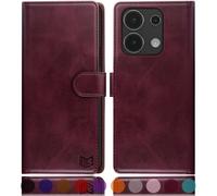 SUANPOT progettazione per Xiaomi Redmi Note 13 4G Blocco RFID Portafoglio Slot CarteSupporto Cellulare Magnetica custodia Pelle Sintetica Cover per Redmi Note 13 Vino Rosso