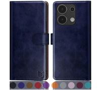 SUANPOT progettazione per Xiaomi Redmi Note 13 4G Blocco RFID Portafoglio Slot CarteSupporto Cellulare Magnetica custodia Pelle Sintetica Cover per Redmi Note 13 Blu