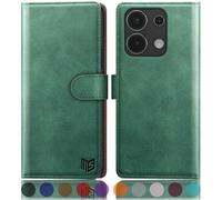 SUANPOT progettazione per Xiaomi Redmi Note 13 4G Blocco RFID Portafoglio Slot CarteSupporto Cellulare Magnetica custodia Pelle Sintetica Cover per Redmi Note 13 Verde Chiaro