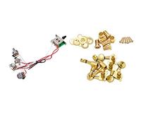 SuanQ 6 pezzi chitarra corde accordatura pioli/manopole con pentole per chitarra Stratocaster PreWired 1 Volume 2 Tone Control