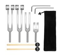 SuanQ Set di diapason (128 Hz, 136,1 Hz, 512 Hz, 4096 Hz) con martello riflettente per set musicale