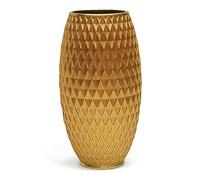 Suanti Vaso dorato per fiori alto 28 cm, vaso decorativo fatto a mano con design geometrico a rombi per soggiorno, cucina, camera da letto, pavimento/tavolo, centrotavola vintage in resina, regalo