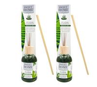 Suarez Sweet Home Collection Profumatore Ambiente Bastancini Con Olio Essenziale Profumato Floreale e Frutatto Diffusore Per La Casa 100 Ml (Tè Verde e Canapa, 2 Unità)