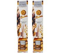 Suarez Sweet Home Collection Profumatore Ambiente Bastancini Olio Essenziale Profumato Diffusore Casa Cioccolato, Cheesecake, Crème Caramel, Cookies, Cotton Candy 100 Ml (Cookies, 2 Unità)