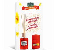 Suarez Sweet Home Set Fiori di Tiare' Profumatore Ambiente Con Bastoncini in Legno 100 Ml e Candela Profumata 135 Gr