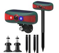 SUAVER Allarme solare con sensore di movimento per esterni, 129 db, doppio altoparlante, per creare un forte rumore, sistema di allarme di sicurezza a energia solare stroboscopica per cani per casa e