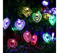 SUAVER Catena di luci solari per esterni, 30 LED, con cuore di cristallo, 8 modalità, impermeabile, a energia solare, decorazione per giardino, recinzione, albero, cortile, balcone, decorazione