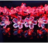 SUAVER Catena Luminosa, 21ft 50LED Luci Stringa solare Luci in fiore Ghirlanda LED Impermeabili Luci Decorative per Porta Giardino Patio Balcone Corridoio Feste 8 Modalità (Rosso)