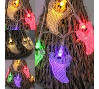 SUAVER Catena luminosa a LED per Halloween, con fantasma, a batteria, decorazione per il giorno del Ringraziamento, Halloween, giardino, matrimonio, compleanno, festa (multicolore, 3 m, 20 LED)