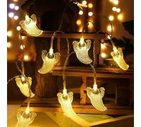 SUAVER Catena luminosa a LED per Halloween, con fantasma, a batteria, decorazione per il giorno del Ringraziamento, Halloween, giardino, matrimonio, compleanno, festa (bianco caldo, 3 m, 20 LED)