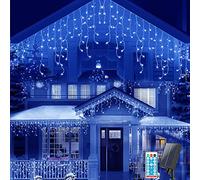 SUAVER Catena Luminosa Esterno Solare,Luci Natale Esterno Cascata 10M 300LED Luci Giardino Luce da esterno Impermeabile con Telecomando per Festival,Matrimoni,Feste,Giardini,Terrazze (Blu)