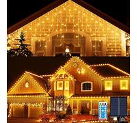 SUAVER Catena Luminosa Esterno Solare,Luci Natale Esterno Cascata 10M 300LED Luci Giardino Luce da esterno Impermeabile con Telecomando per Festival,Matrimoni,Feste,Giardini,Terrazze (Bianco caldo)