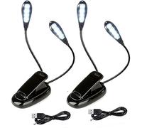SUAVER Lampada da Lettura Doppia Testa,8LED Luce da Lettura,Luce leggio con luminosità a 2 Livelli,Portatile Lampada Luce Libro con Clip per Studio,Letto,Viaggi (2pack)