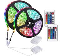 SUAVER Striscia LED RGB 5050, alimentata a batteria, con telecomando, tagliabile per TV, decorazione per armadi, scale (2, 1 m, 60 LED)