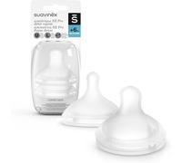 Suavinex 307388, Confezione 2 Tettarelle Simmetriche in Silicone SX Pro, Flusso Denso per Latte o Liquidi Densi, 6 Mesi, con Sistema Anticoliche