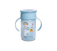 Suavinex 401195 Bicchiere Baby Training Cup Con Manici E Sistema Antigoccia, Da 12 Mesi, Forest Colore Azzurro - 340 ml - 121 g