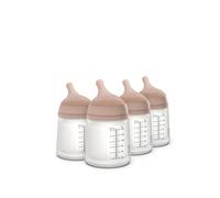Suavinex Biberon Anticolica Zero Zero, 180 ml, Confezione 4, Medium | Tettarella flusso adattabile (A), Silicone, Neonati e +0 mesi, Per allattamento al seno, Latte materno e artificiale