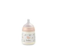 Suavinex, Biberon Anticolica da 150 ml con Tettarella Fisiologica SX Pro in Silicone, a Flusso Lento (S) per Latte Materno e Artificiale o Acqua, Neonati +0 Mesi e Neonati, Birdies Rosa