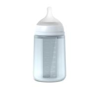 Suavinex, Biberon in Silicone da 240 ml, con Tettarella Fisiologica in Silicone SX Pro, con Valvola Anticolica, Biberon a Flusso Medio (M). Per bambini +3 mesi. Colour Essence Azzurro